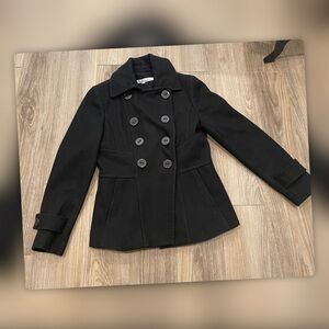 Kenneth Cole New York Black Melton wool blend with purple lining